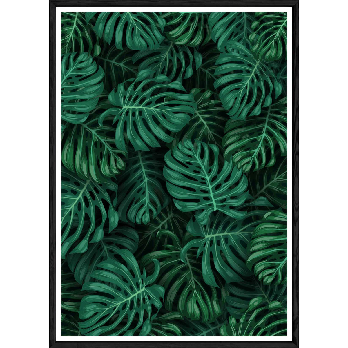 Tableau Feuille avec cadre noir POP – Taille 32x42
