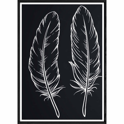 Tableau Feuille avec cadre noir POP – Taille 32x42