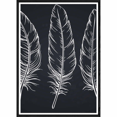 Tableau Feuille avec cadre noir POP – Taille 32x42