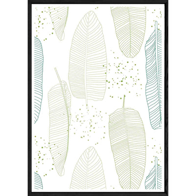 Tableau Feuille avec cadre noir POP – Taille 32x42