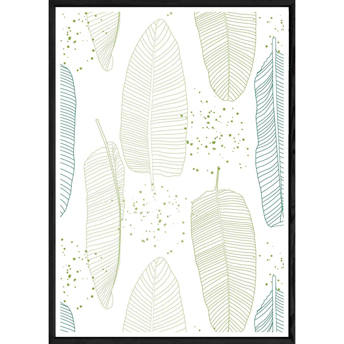 Tableau Feuille avec cadre noir POP – Taille 23x32