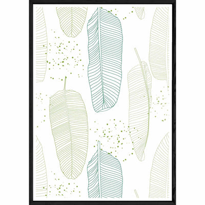 Tableau Feuille avec cadre noir POP – Taille 32x42