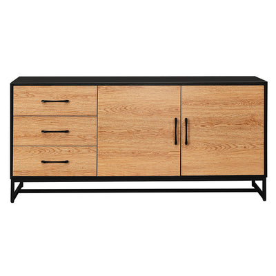 Buffet noir en bois 3 tiroirs + 2 portes