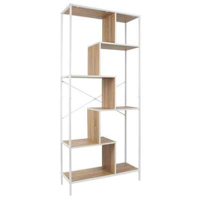 Etagère déstructurée en bois et métal blanc