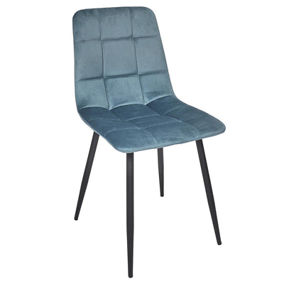 Chaise en velours bleu pied noir