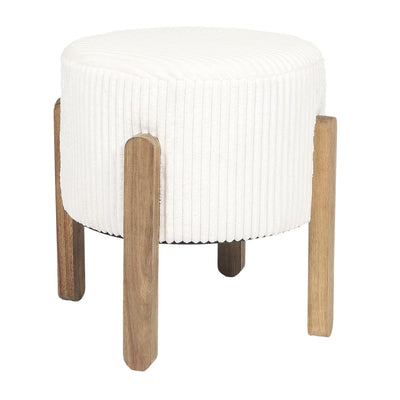 Tabouret en velours côtelé beige