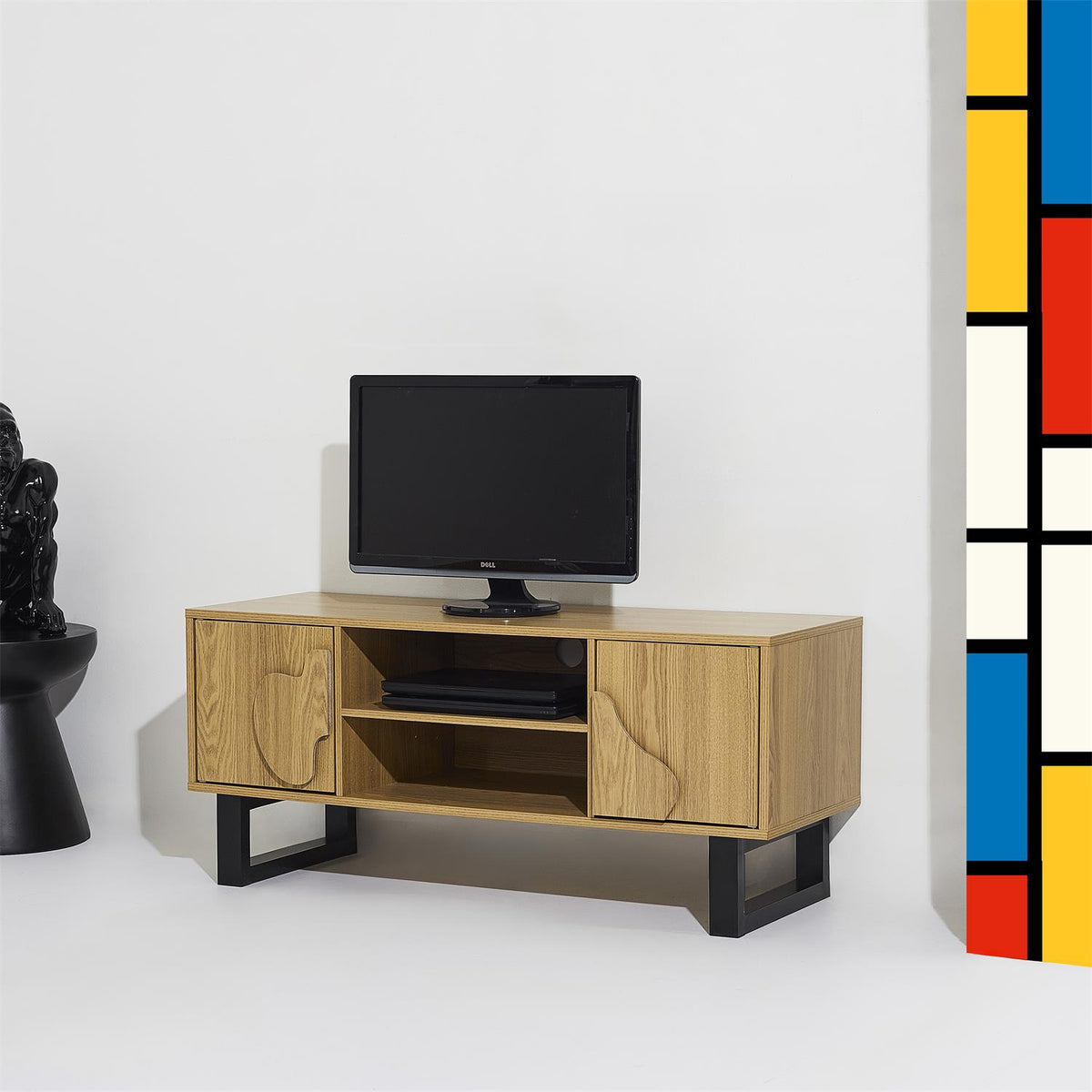 Meuble tv en bois 2 portes L110cm