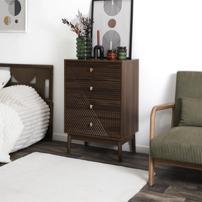 Commode en bois blanc 4 tiroirs H90