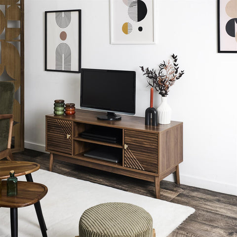 Meuble tv 2 portes en bois foncé L110
