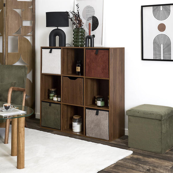 Etagère 9 cases en bois foncé H100