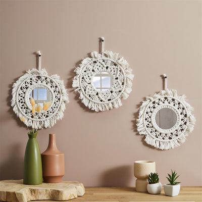 Lot de 3 miroirs D30 makramé