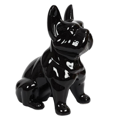 Statue bulldog noir en résine H30