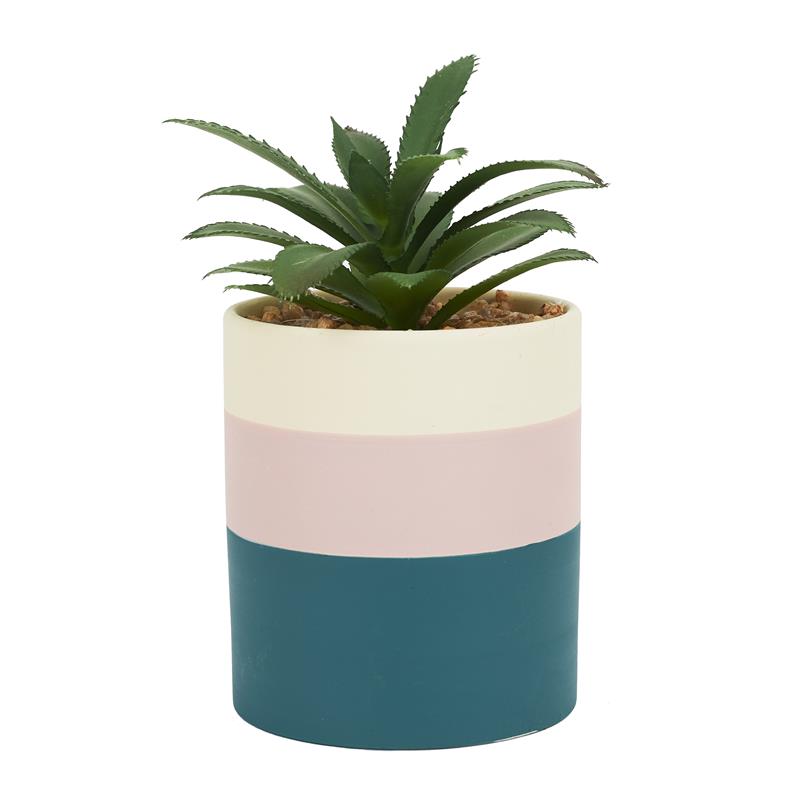 Plante artificielle bleue et rose en céramique H16