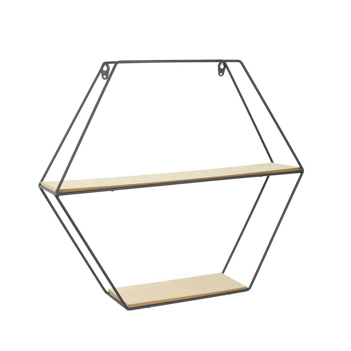Estantería de madera y metal hexagonal 40x46