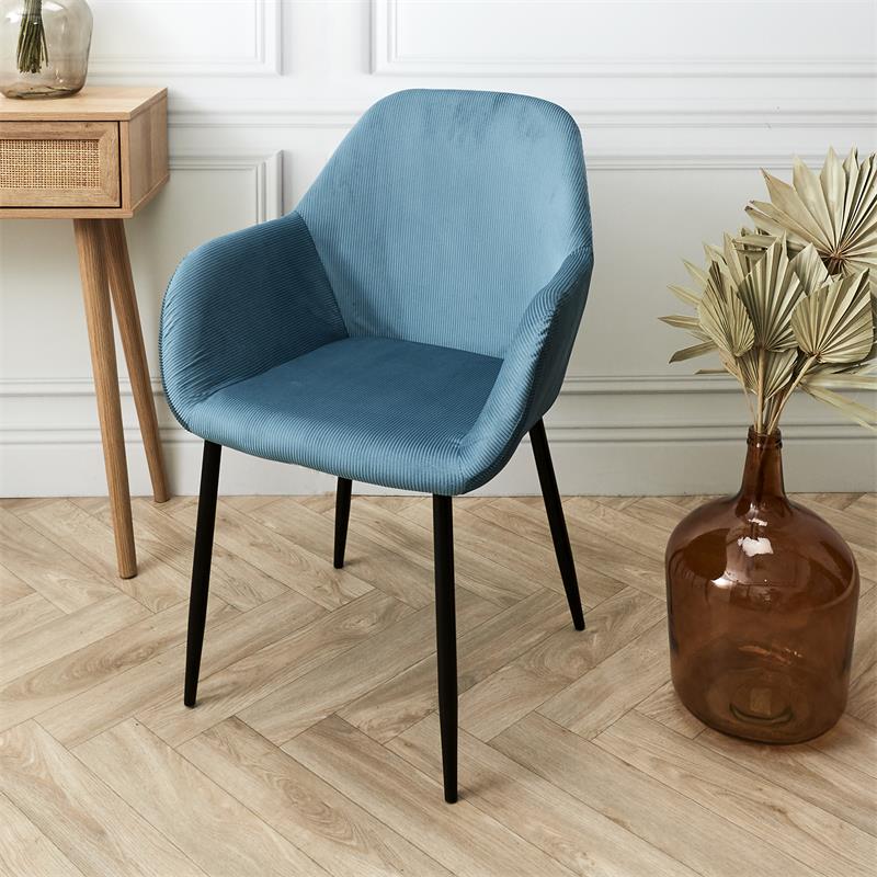 Lot de 2 fauteuils en velours côtelé bleu (Marketplace)