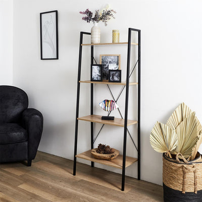 Etagère 4 niveaux bois clair H148