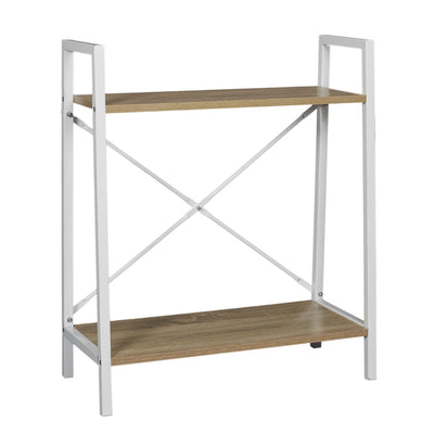 Etagère en bois glair et métal blanc H70