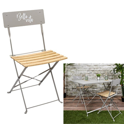 Lot de 2 chaises en métal taupe et bois (Marketplace)