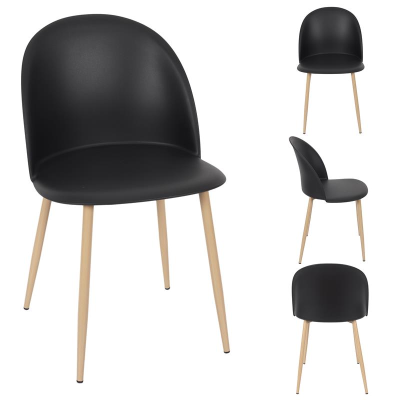 Lot de 2 chaises noires en plastique et métal (Marketplace)