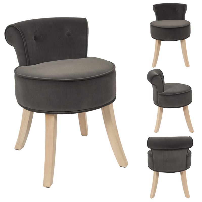 Sillón pequeño con encanto en tela gris y patas de madera