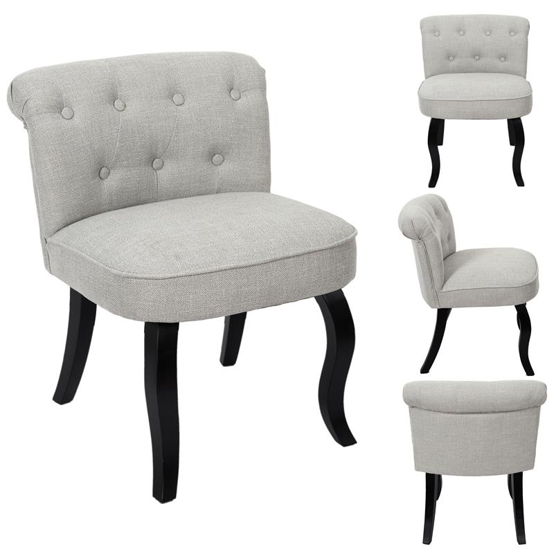 Pequeño sillón con encanto de tela gris y patas negras