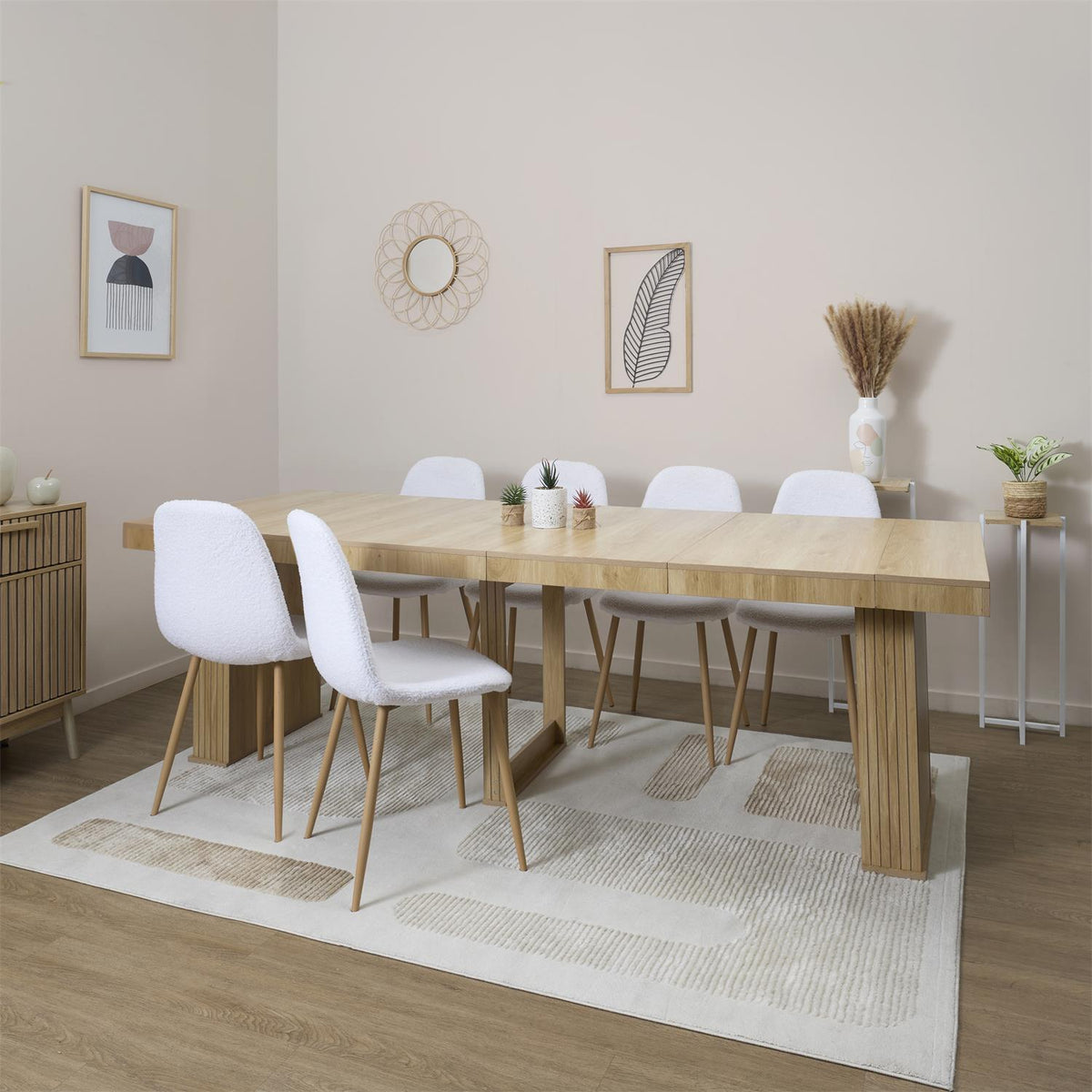 Console extensible en table à manger effet bois jusqu'à 10 personnes L47-235 x P90 cm