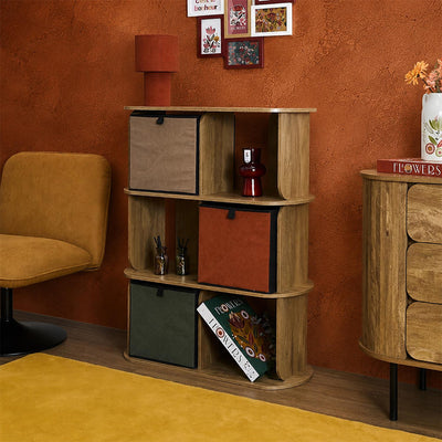 Étagère 6 cases arrondie style Art déco effet bois L79 cm