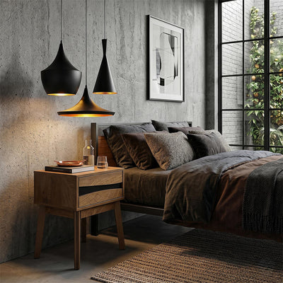Table de chevet effet bois et noir 1 tiroir pieds en pin