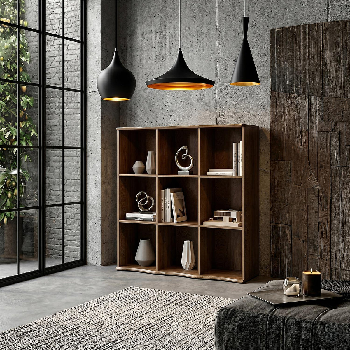 Étagère 9 cases effet bois L99 x H98 cm