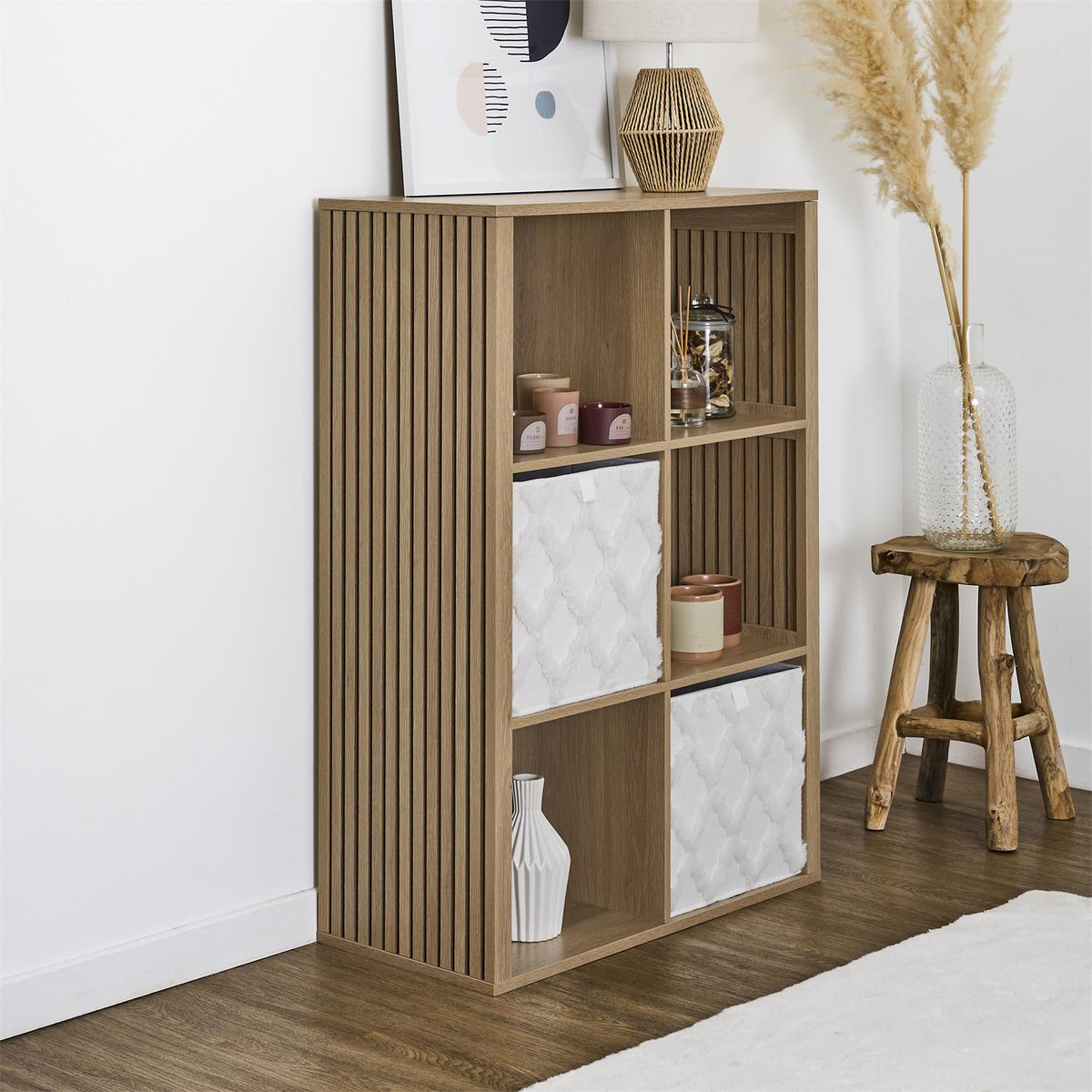 Étagère 6 cases effet bois L70 x H100 cm