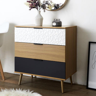 Commode 3 tiroirs 80x75x40 bois
