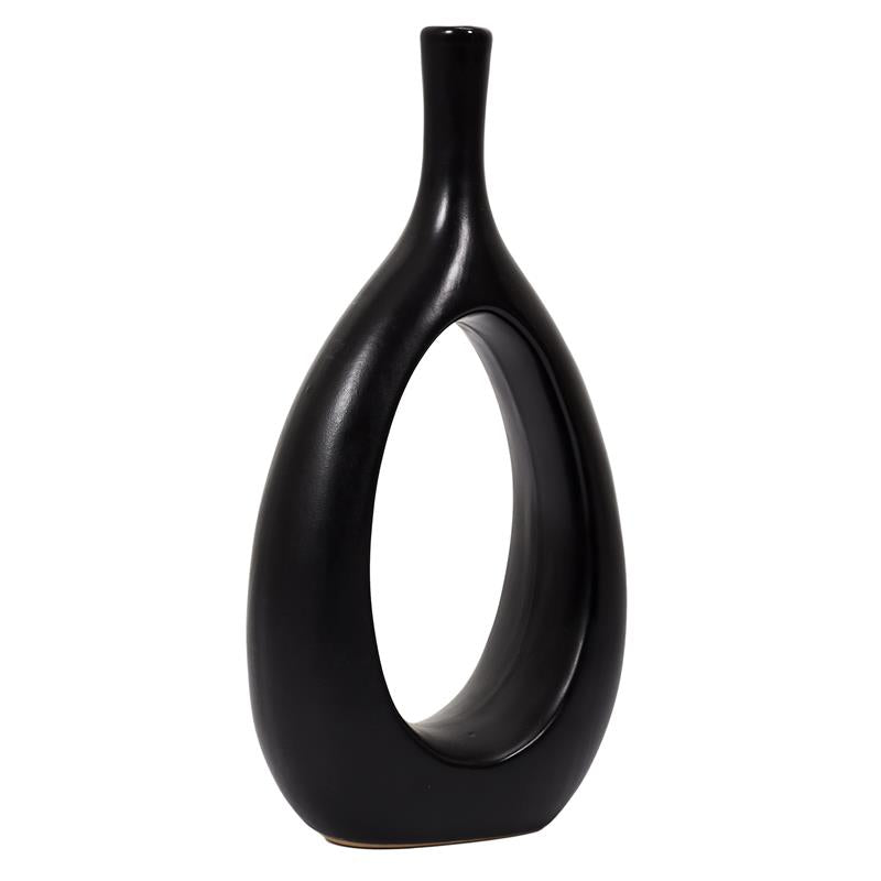 Vase art déco noir arrondi H30