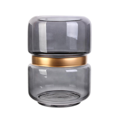Vase cerclage doré H20.5 gris