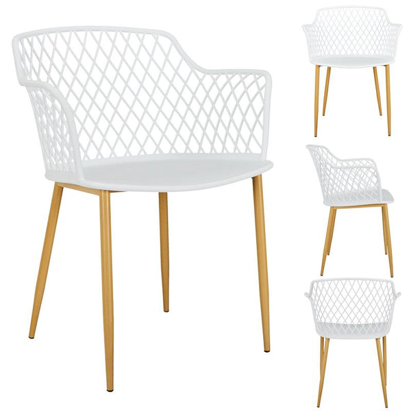 Lot de 4 fauteuils d'extérieur/jardin blanc (Marketplace)