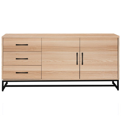 Buffet en bois clair 3 tiroirs + 2 portes