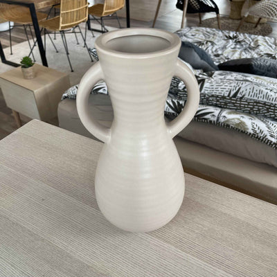 Vase en grès beige art déco H27