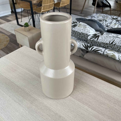 Vase en grès beige art déco H28