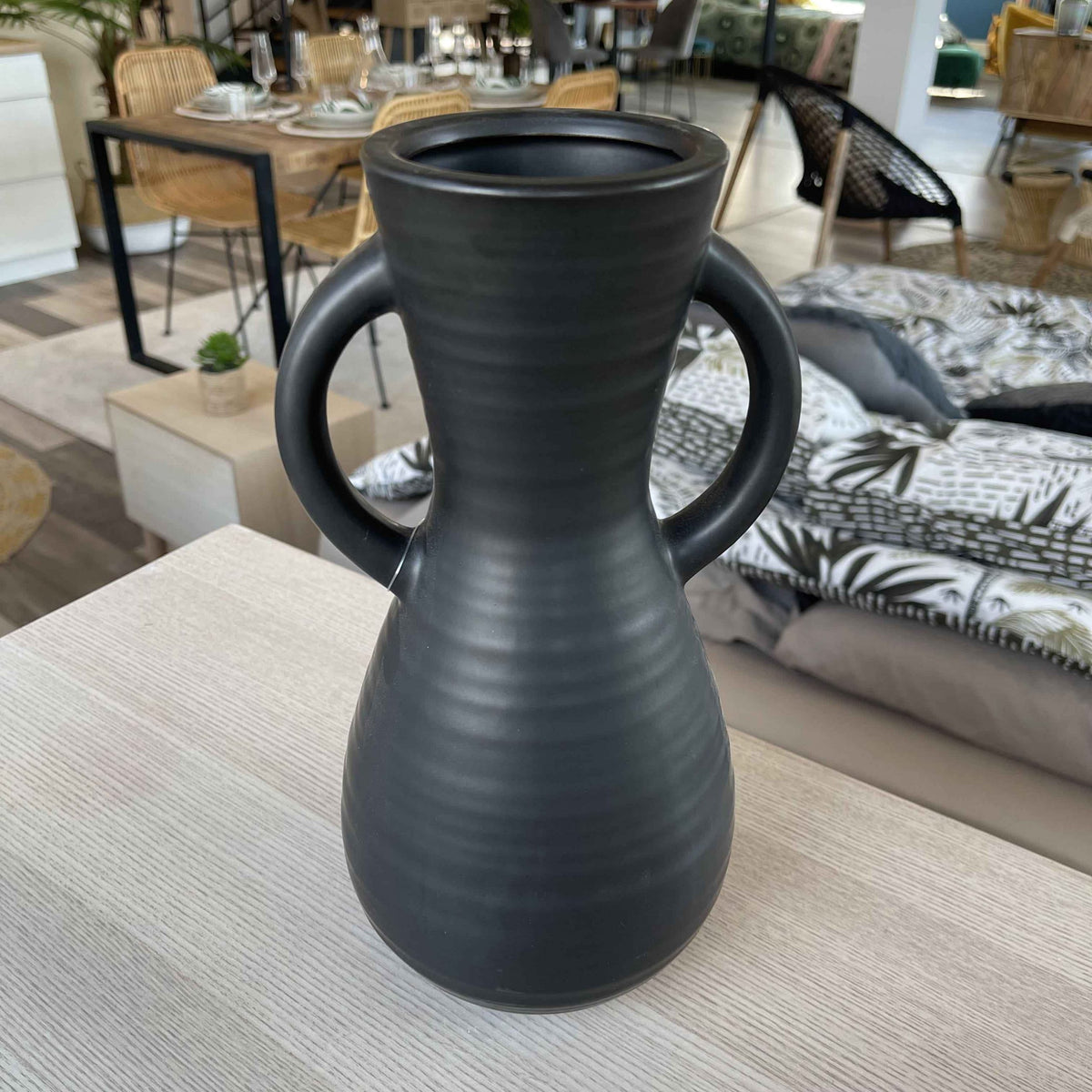 Jarrón de gres negro art déco H27