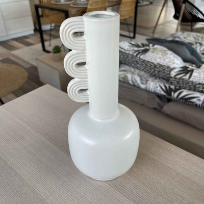 Vase en grès blanc art déco H26