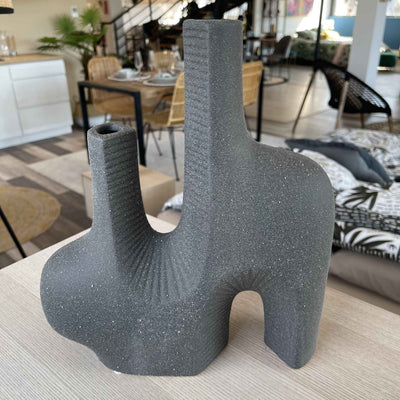 Vase en grès noir art déco H30