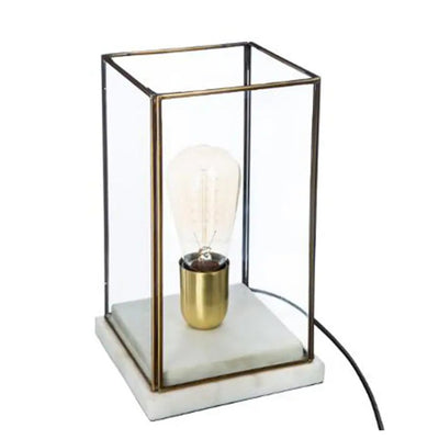 Lampe à poser en verre et socle en marbre H26