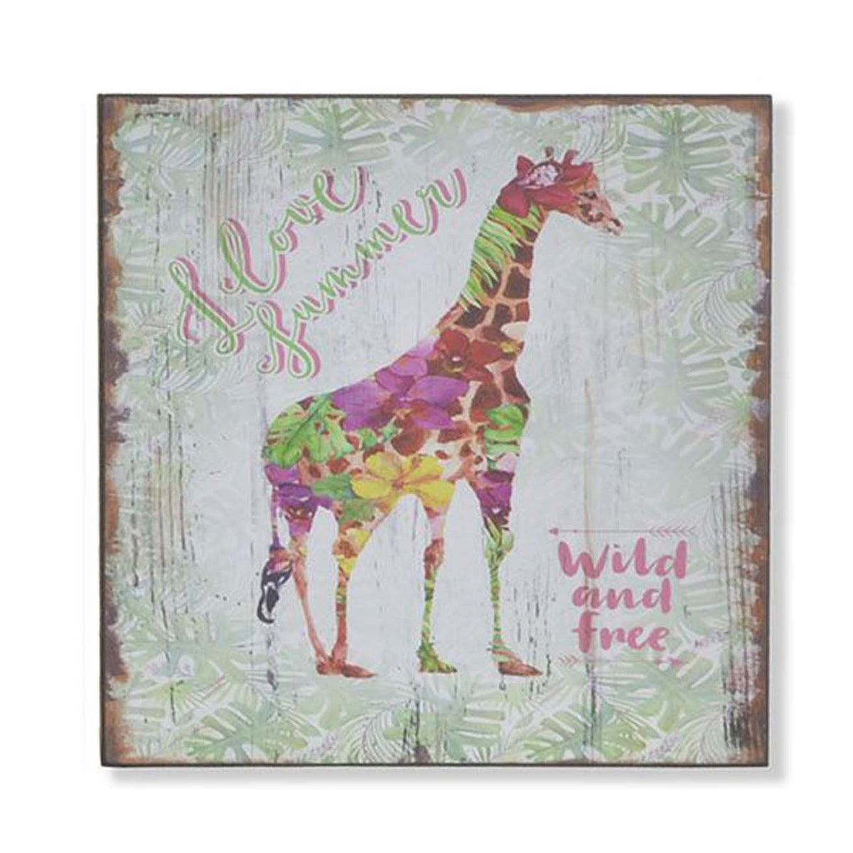 Tableau en bois 25x25 Giraphe