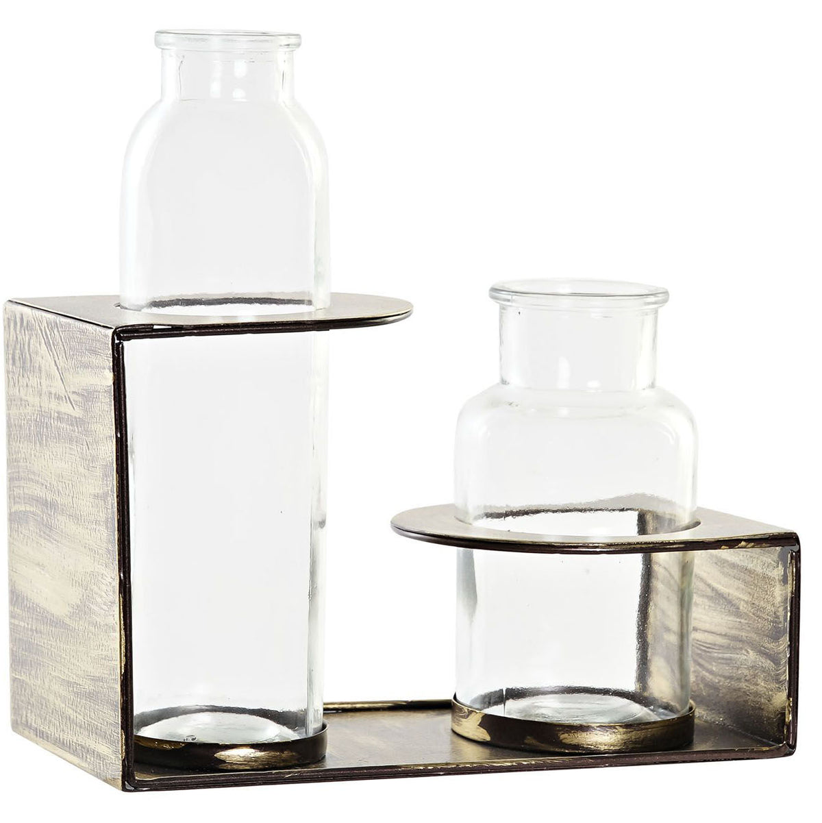 Lot de 2 vases en verre et métal 20x20