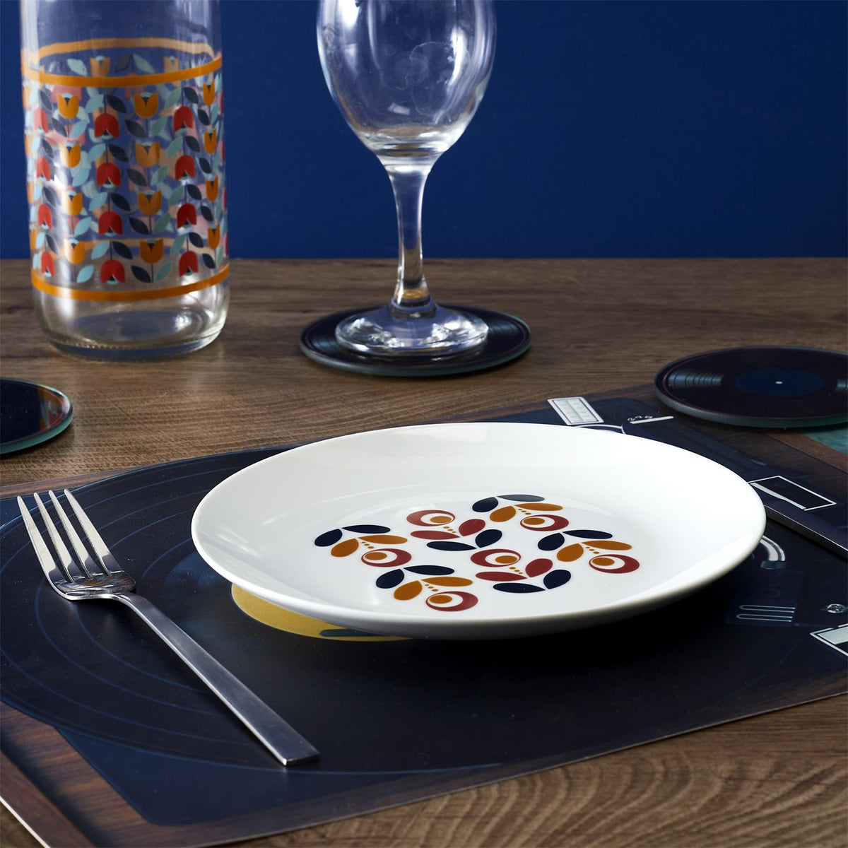Assiette vintage D20 motif fleur