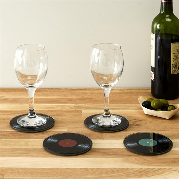 Lote de 4 posavasos con forma de vinilo