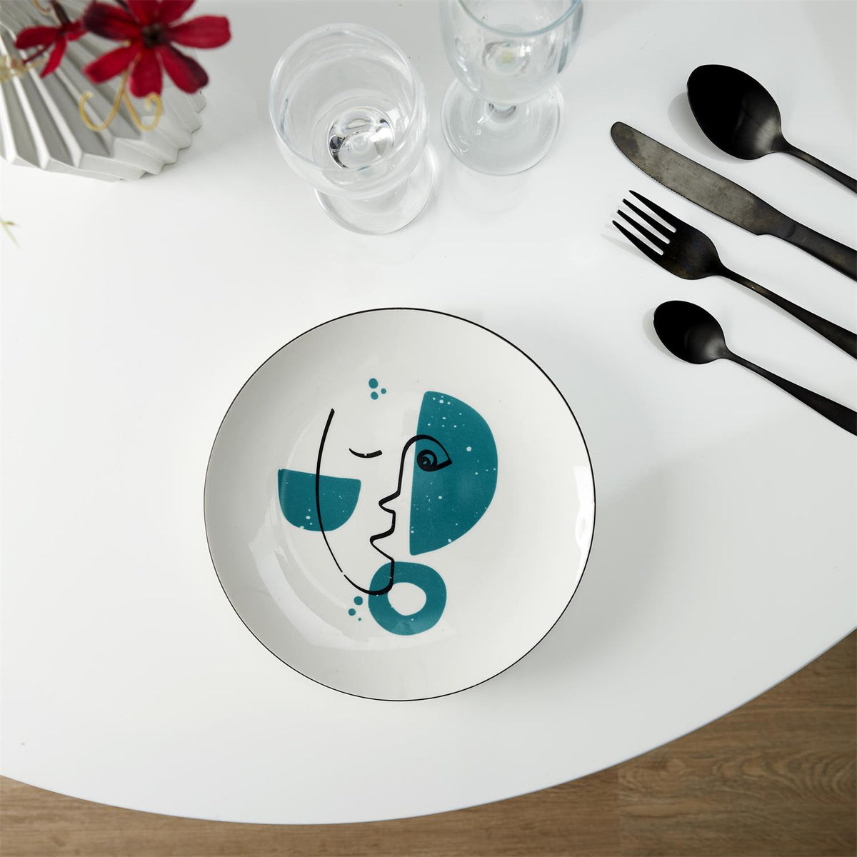 Assiette art déco D20 bleu
