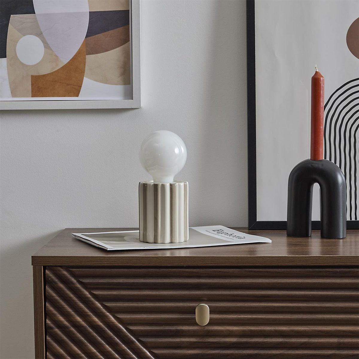 Lampe en céramique beige H18