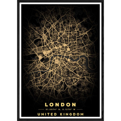Tableau LONDON avec cadre noir BLACK – Taille 32x42