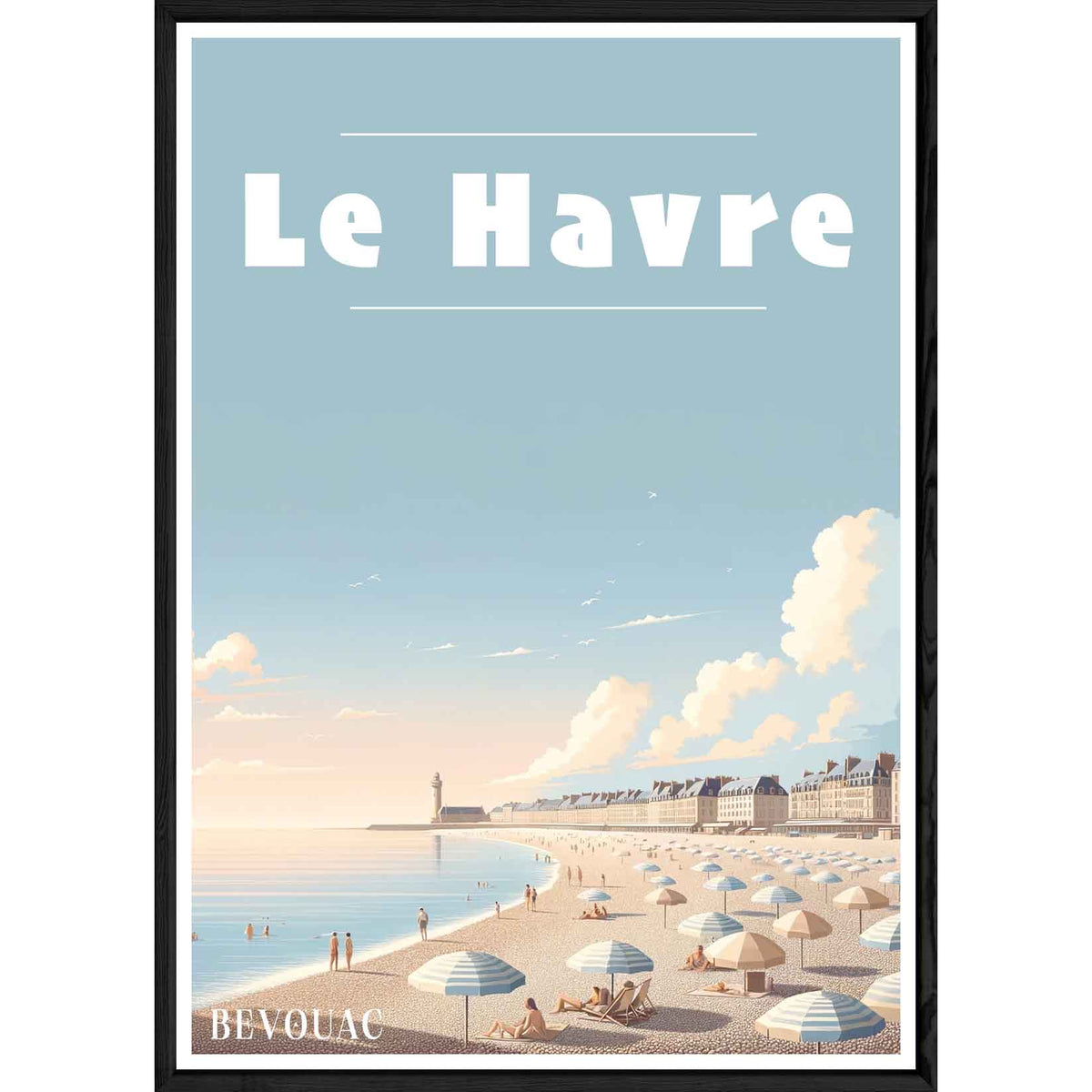 Tableau Le Havre avec cadre noir – Taille 23x32 Réservé Bevouac
