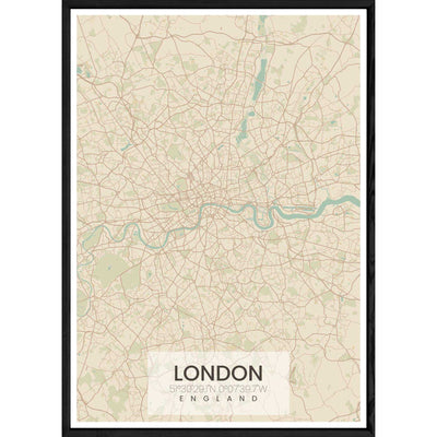 Tableau LONDON avec cadre noir ALL NATUREL – Taille 32x42